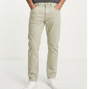 ASOS Green/Tan Slim Straight Jeans